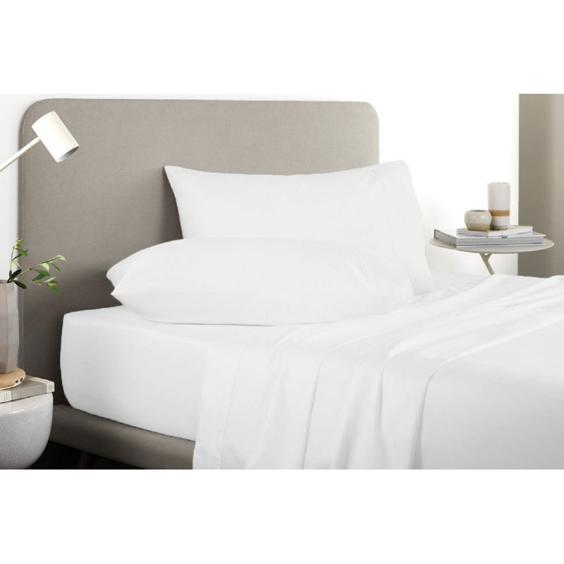 Ensemble de draps en micro-fibre, Blanc brillant, Ensemble de draps pour très grand lit + un drap-h