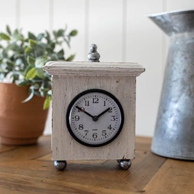 Horloge de table analogique à quartz en bois massif Paulownia