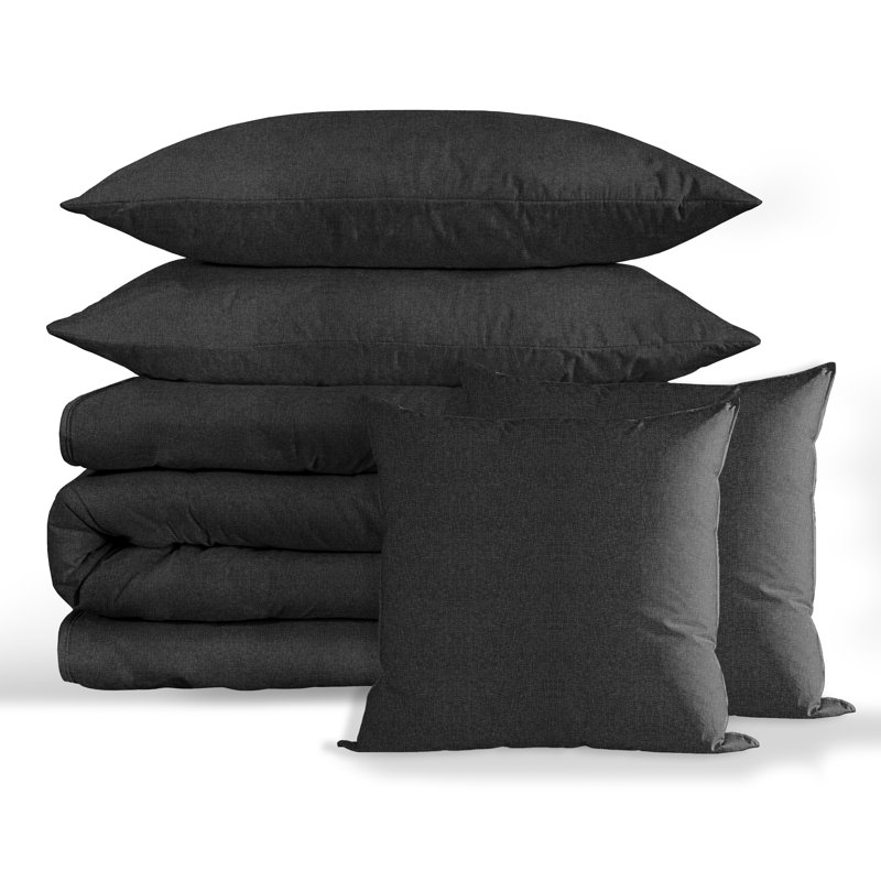  Housse de coussin carré et insert, Gris anthracite, 24 po x 24 po