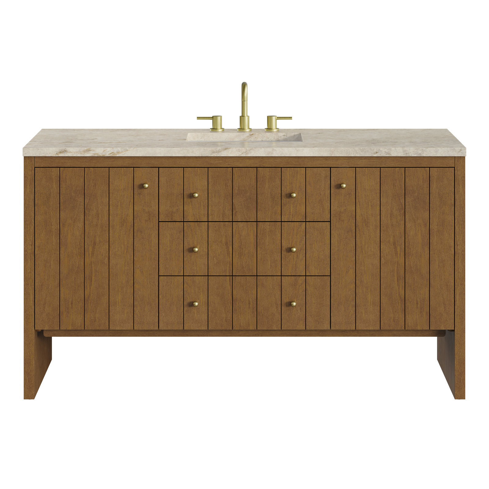 Hudson 60" Single Bathroom Vanity, Honey Oak, Tajnar Eclos