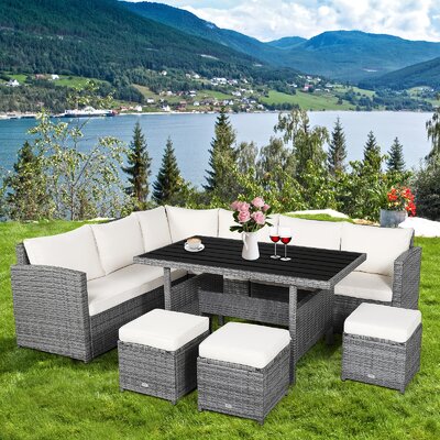 Red Barrel Studio® 7-piece Wicker Patio Furniture Set Outdoor Rattan Sofa Set Conversation Couch Set Turquoise -  A380E20138594C649FD15AEB3AB6266B