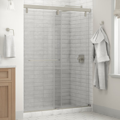 Delta Classic 60 in. x 71-1/2 in. Mod Semi-Frameless Sliding Shower Door, 1/4 in. (6mm) Clear Glass