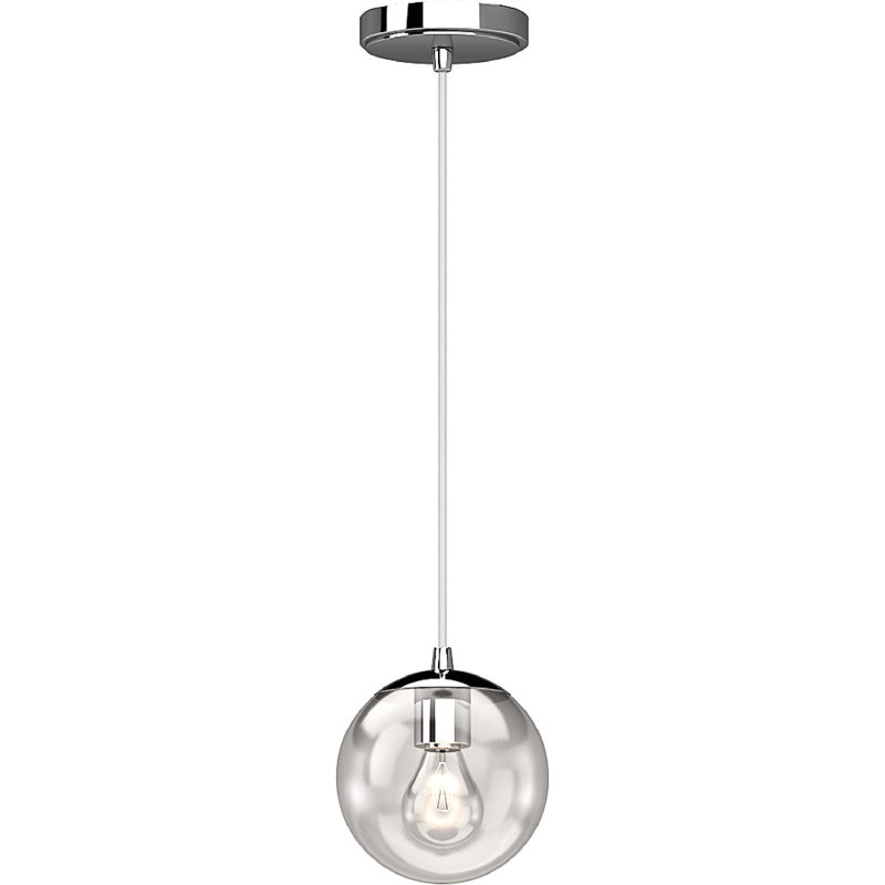 Jarron 1-Light Indoor Chrome Mini Hanging Pendant with Clear Glass Round Sphere Globe Orb Shade, Chrome