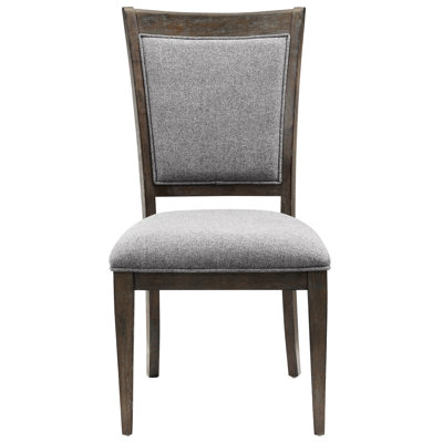 Of 2 Transitional Side Chairs In Brown And Gray, Fabric Upholstered Seat Back, Wooden Frame, Driftwood Finish, 20.5" Width, 26" Length, 40" Height For