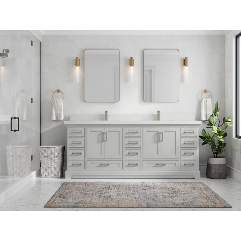 Ensemble de meuble-lavabo double 84 po, Blanc