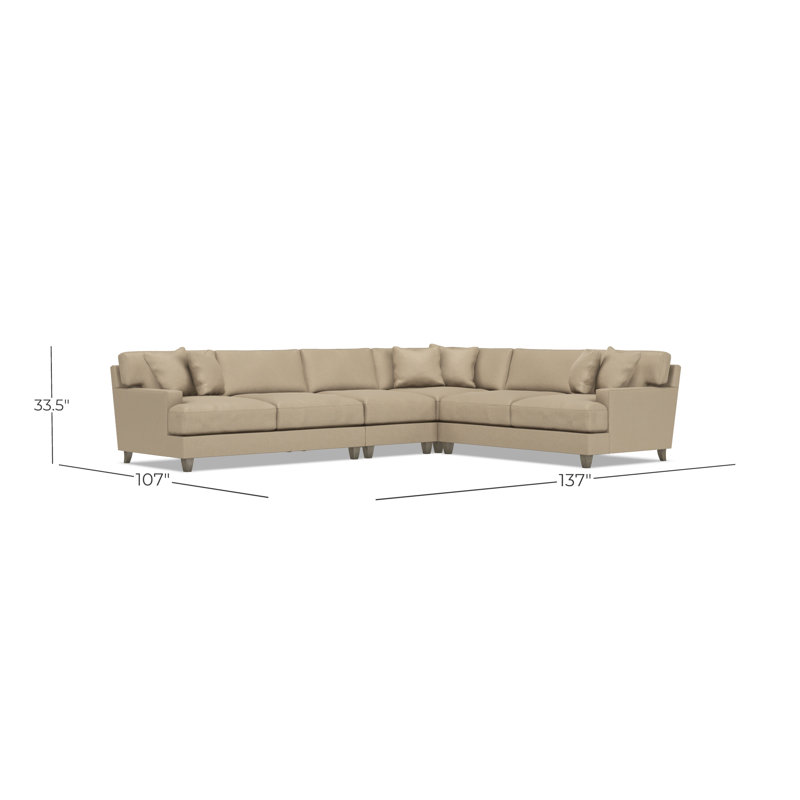 Mila Sectional, Tan Polyester, 33.5" H x 137" W x 107" D, Right Hand Facing