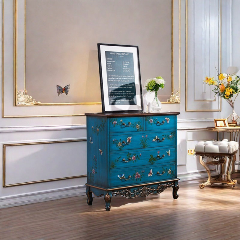 Armoire de rangement à cinq tiroirs avec structure en bois de bouleau