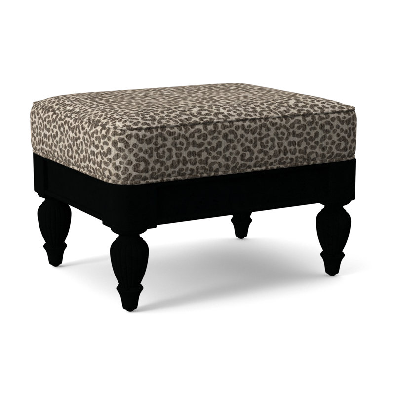 Repose-pieds rectangulaire Grand View 25 po Grand View, Rayures bleu clair et blanches 0256-54, Finition noire