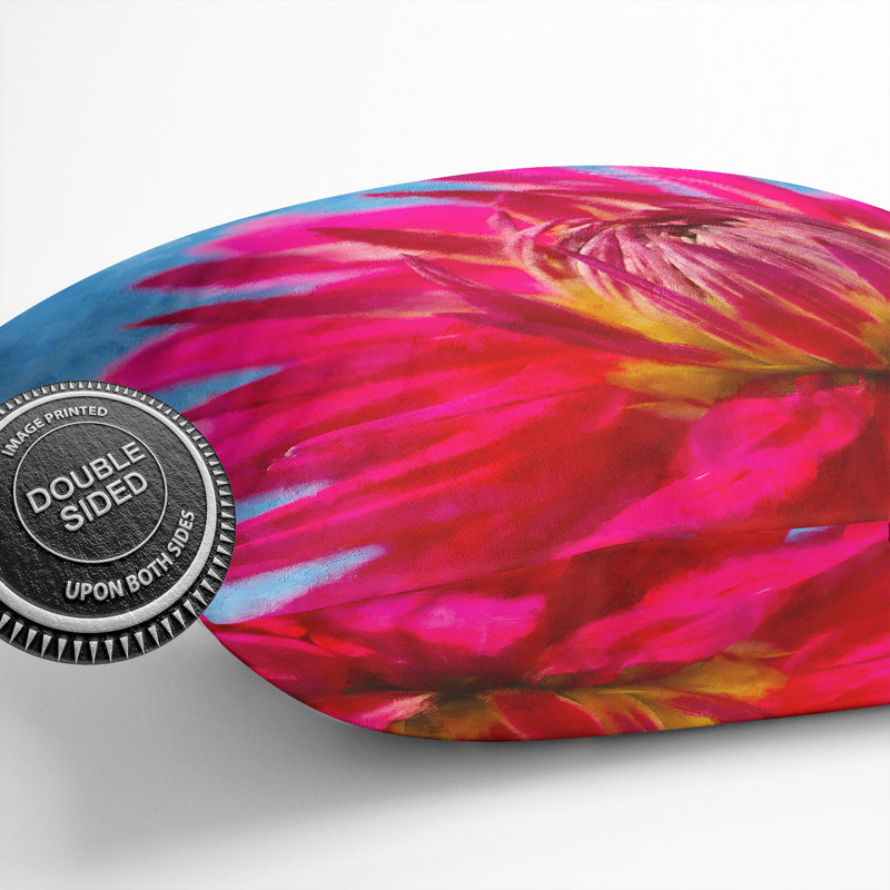 The Pink Flower Painting Square Throw Cushion, Blue/Red/Pink, 55cm H x 55cm W x 20cm D