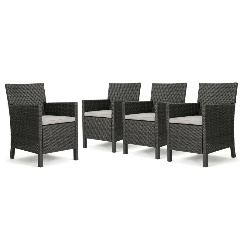 Eades Patio Dining Chair with Cushion, Grey