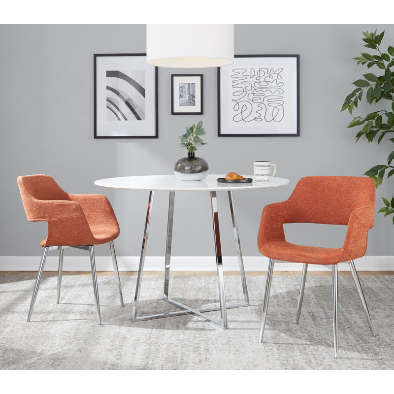 Chaise rembourrée Lake, Orange, Chrome chrome