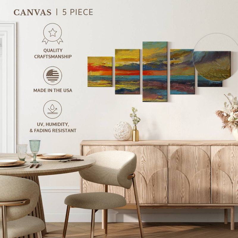 Paysage marin abstrait, H 24 po x l 55 po