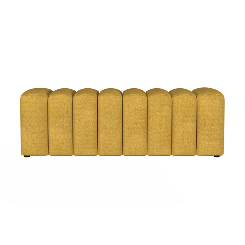 Banc d'appoint rembourré en tissu, Jaune moutarde