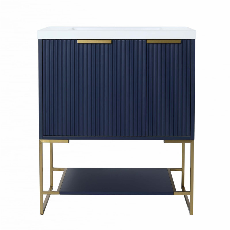 Meuble-lavabo autoportant avec lavabo en résine