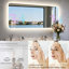 Miroir de salle de bain DEL grand format de 160 cm (63 po) pour double vasque, avec deux haut-parleurs Bluetooth, traitement antibuée et éclairage à intensité variable 3 couleurs.-1061012330