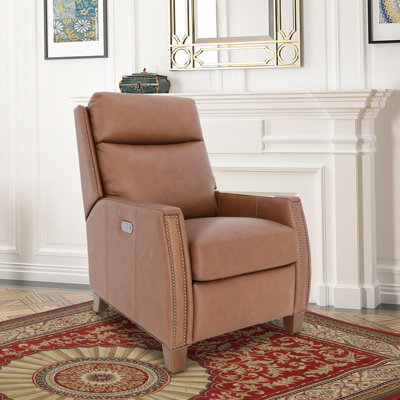 Nygaard 31.1" Wide Genuine Leather Power Wing Chair Recliner