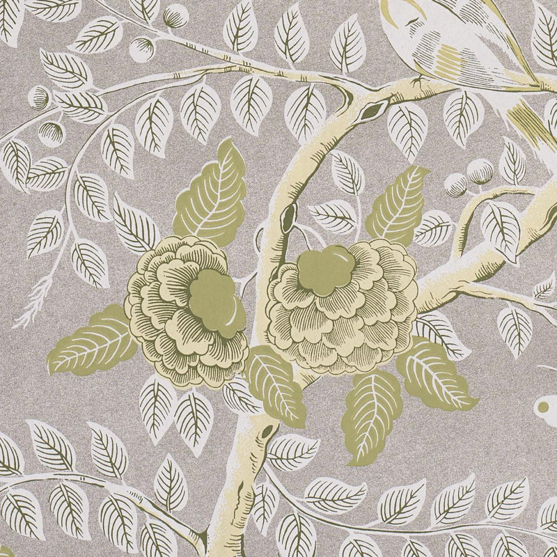 Tole Bird Wallpaper Roll, Green