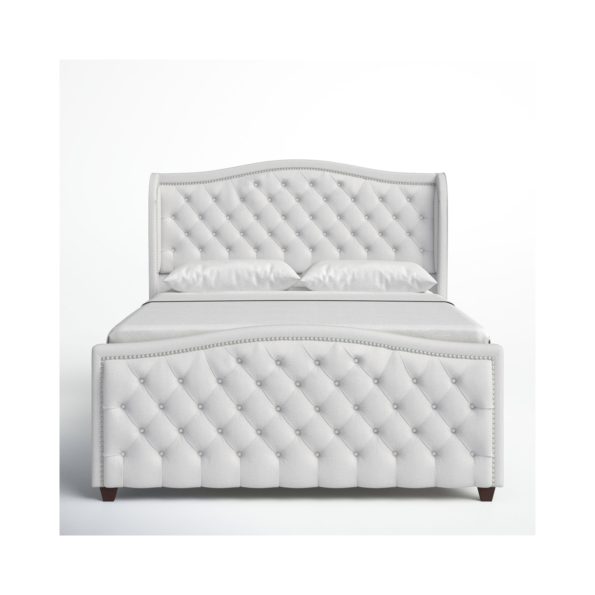 Coleman Upholstered Wingback Bed, Queen, Bright White Velvet