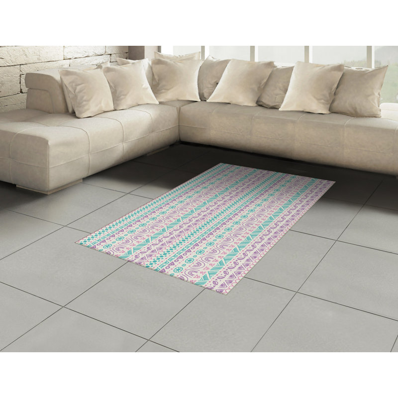 Abstract High Density Long Fiber Poly Threads Decorative Area Rug Carpet, Rectangle 4' x 5'8"