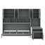 Lit escamotable simple avec placard, tiroirs et bureau