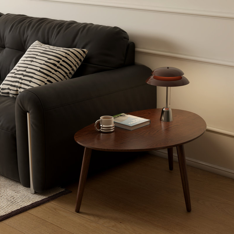 25"W Solid Oak Side Table, Brown Oak, 19.7" H x 25.6" W x 25.6" D