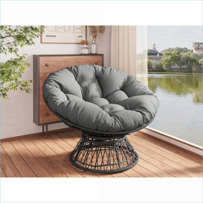 Fauteuil ergonomique pivotant de 41,5 po à 360 degrés pour adultes, coussin épais en nuage, structure en fer durable, pour salon, chambre à coucher, 2 couleurs