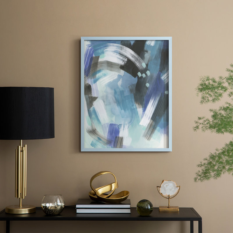 Aquatic Crosshatch I, reproduction encadrée - bois massif, H 30 po x l 24 po, Bleu