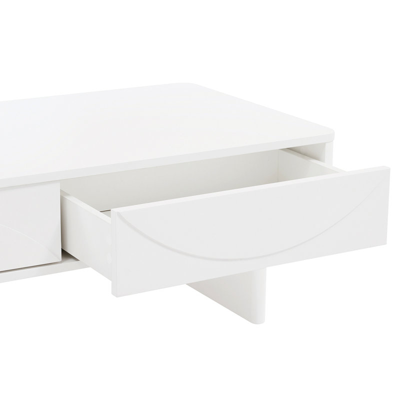 Table basse moderne à 2 tiroirs Ella, Blanc pur
