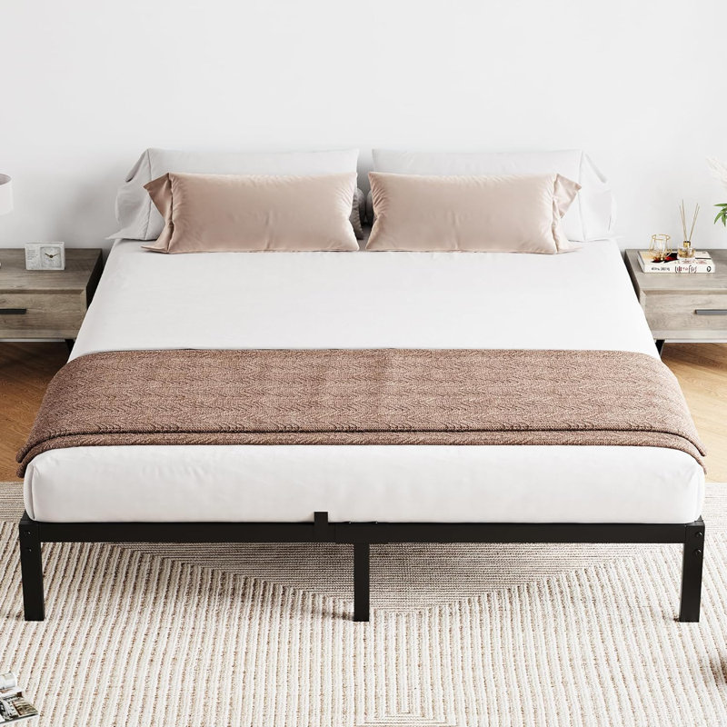Twin Metal Bed Frame, 10" Platform, Heavy Duty Steel Slats, Noise-Free, Easy Assembly, No Box Spring, Black, Full