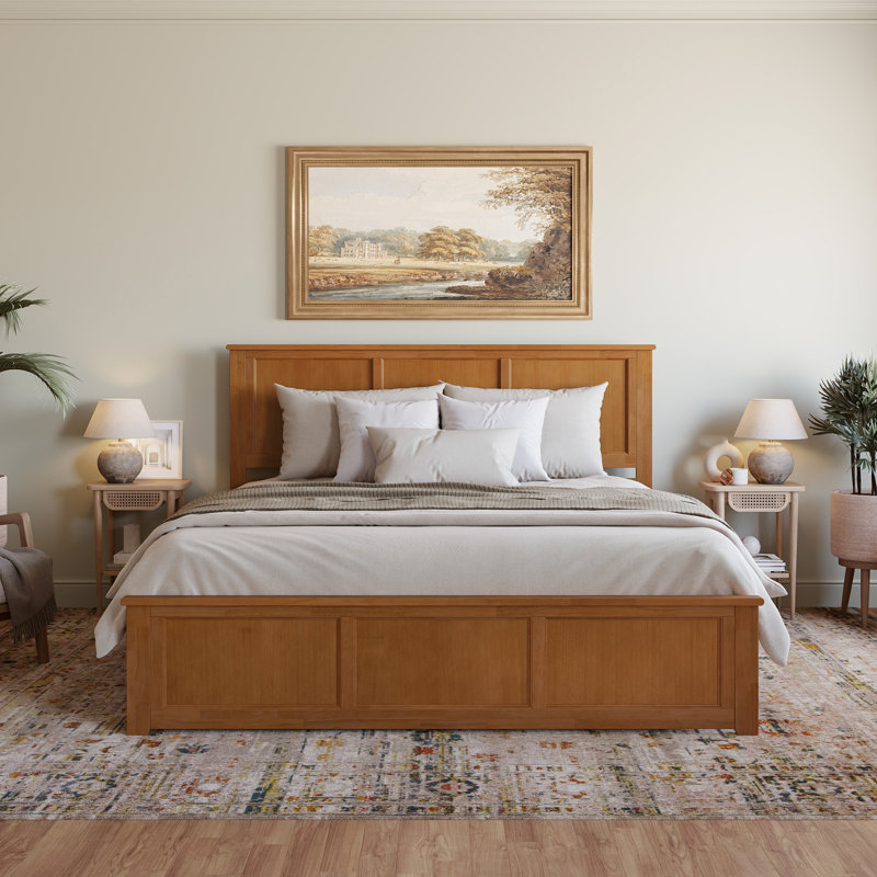 Marshallville Solid Wood Low Profile Platform Bed with Matching Footboard, King, Light Toffee