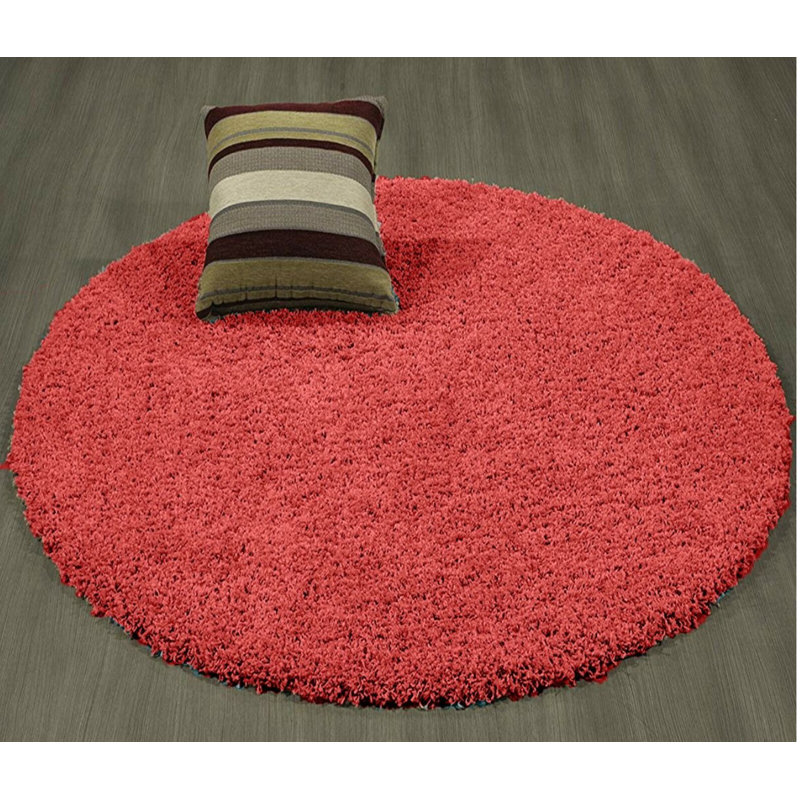 Kailum Solid Colour Shag Area Rug, Round 120cm