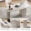 Bureau ovale en bois massif blanc 47,24 "avec 3 tiroirs-108539443