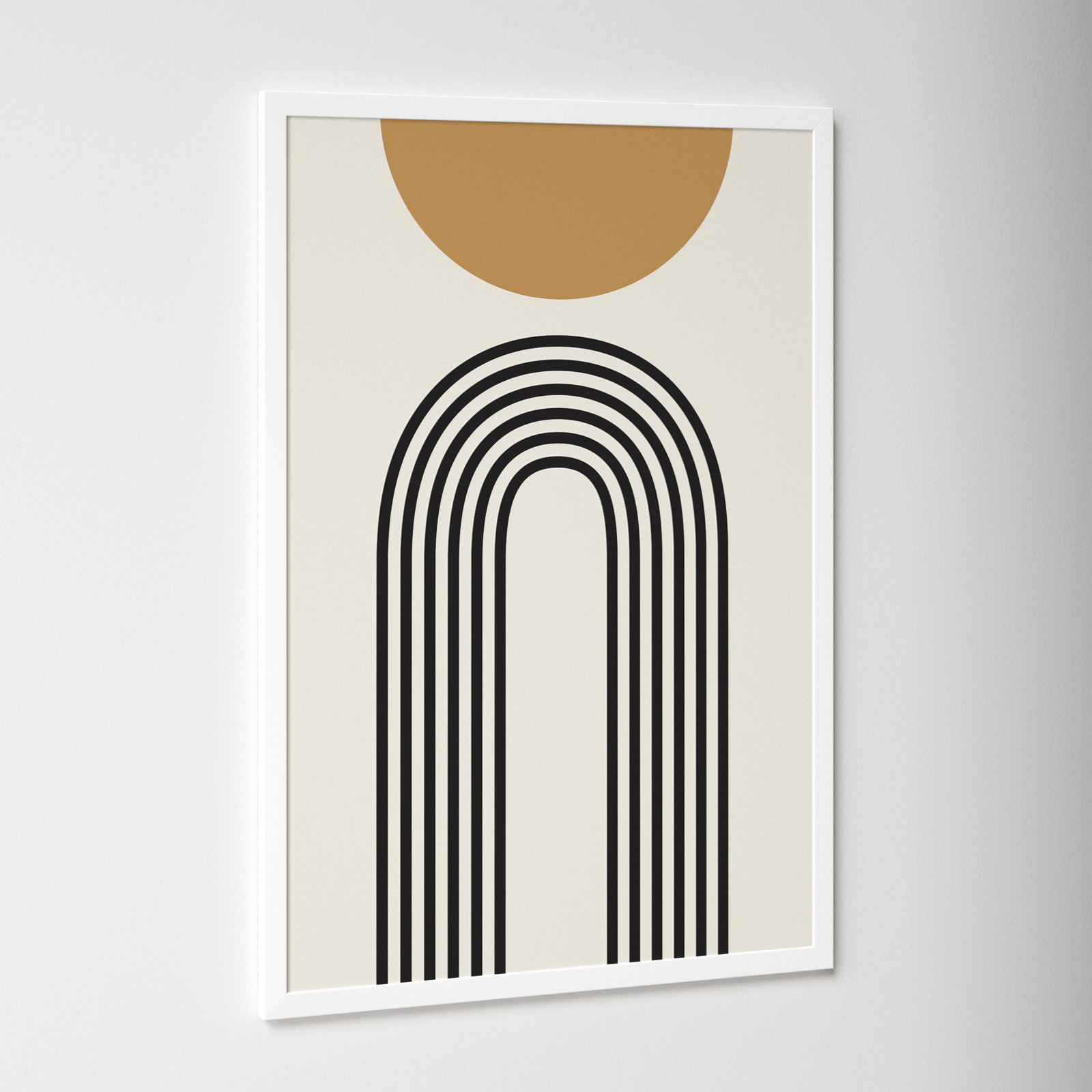 Retro Mountain Sunrise Print, 34.25" H x 23.25" W x 0.88" D, Brown
