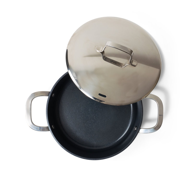 Alva Maestro 9.5" Gray Ceramic Nonstick Sauté Pan with Stainless Steel Lid