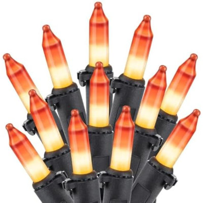 Guirlande de 100 lumières incandescentes en forme de maïs bonbon orange et orange de 25 pi pour une décoration d'Halloween extérieure et intérieure, imperméable et connectable