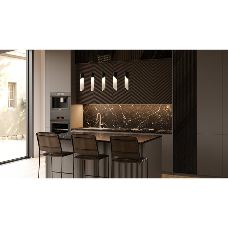 Kepley 2-Light Integrated LED Matte Black Linear Chandelier