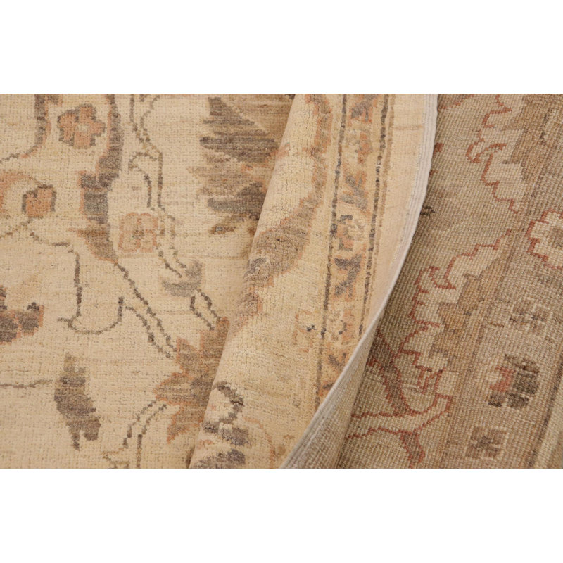 Tapis beige rectangulaire en laine noué à la main 9 pi x 11 pi 4 po Baccio