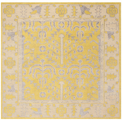Brownsburg Stone Wash Hand Knotted Wool/Viscose/Cotton Oriental Rug in Yellow