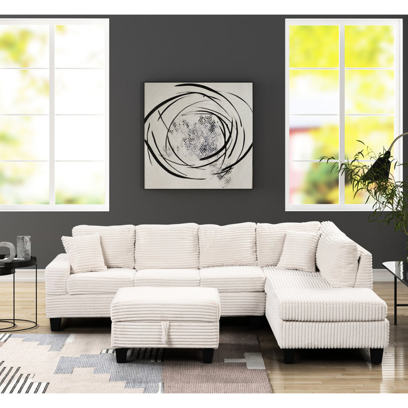 Canapé modulaire inclinable en velours gris avec rangement et coussins fonctionnels modernes, Gris