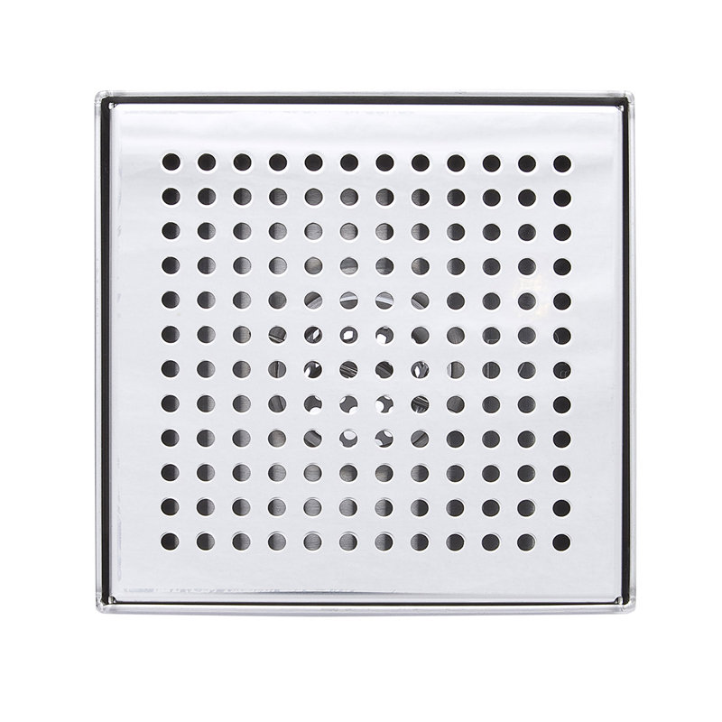 Drain de douche carré 12 "avec grille à motif zéro, Chrome poli