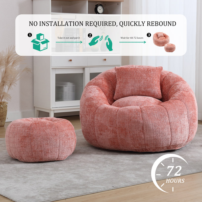 Fauteuil à billes avec repose-pieds 41,34 po, Rose
