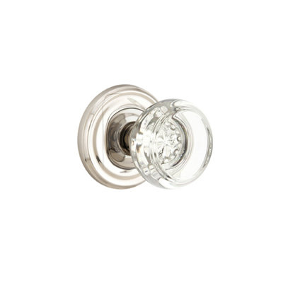 Ensemble de boutons de passage Emtek avec rosette régulière et bouton en verre Georgetown