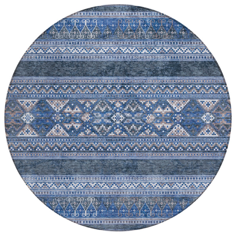 Neilly Washable Southwestern Indoor / Outdoor Rug, Round 8'