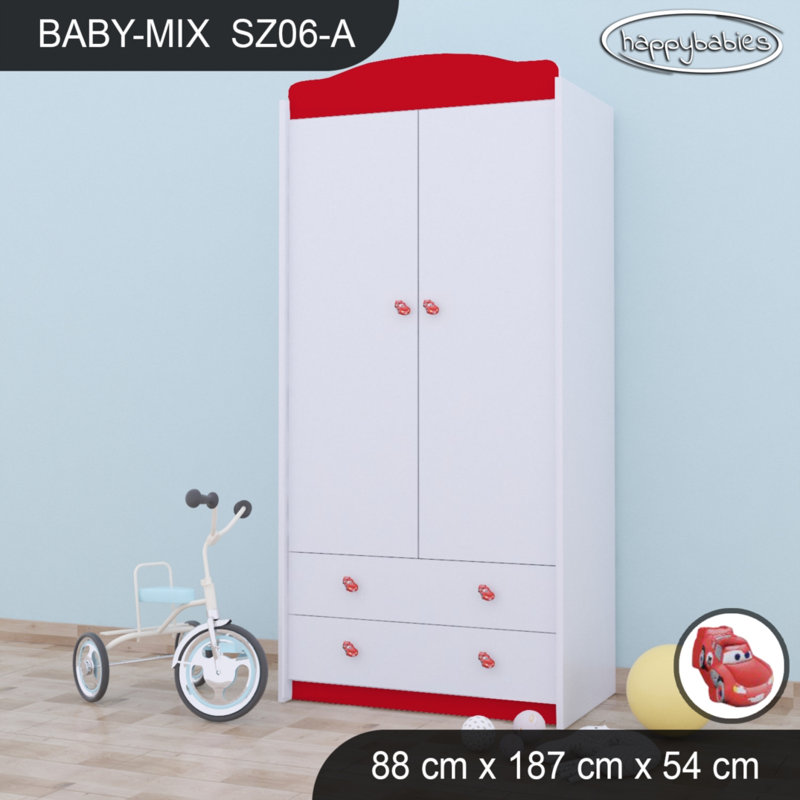 Baby 2 Door Wardrobe, Red