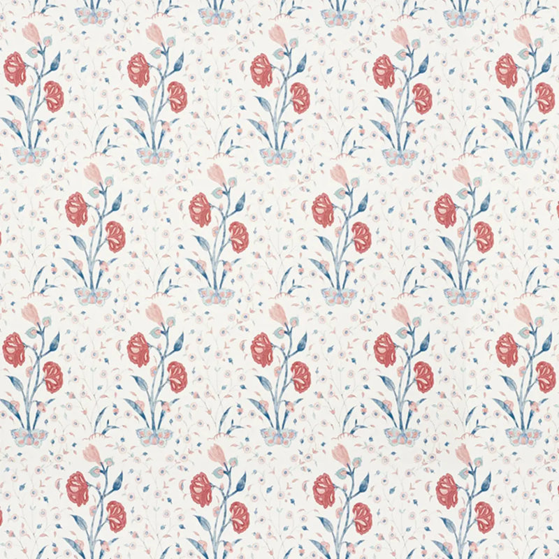 Papier peint floral Khilana, Delft et rose