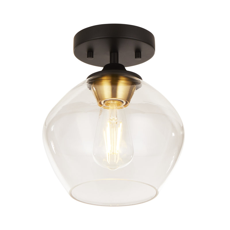 Plafonnier semi-encastré à dôme simple 8 lumières Baillons, Noir/laiton antique