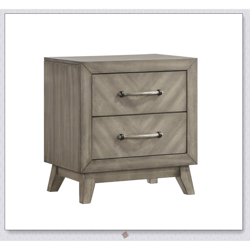 Table de chevet contemporaine à 2 tiroirs avec rangement spacieux et finition antique durable, parfaite pour toute chambre à coucher