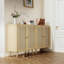 Buffet de cuisine 2 portes en rotin avec buffet et table de cuisine en bois avec tablettes