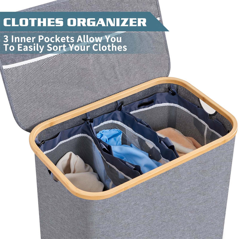 Bhargava Laundry Hamper with Handles, Grey
