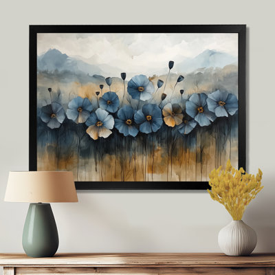 «Blue Poppies Field In The Prairies» - Art mural sur toile coquelicots